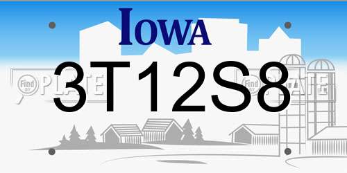 3T12S8 Iowa License Plate