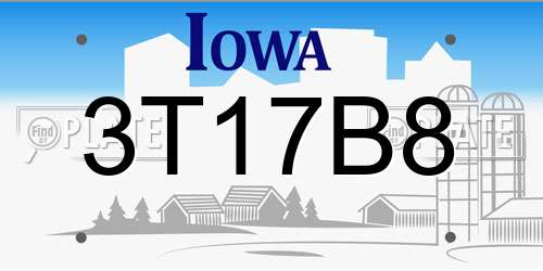 3T17B8 Iowa License Plate