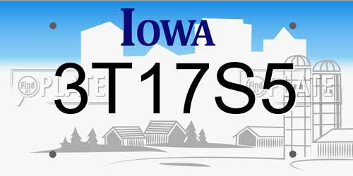 3T17S5 Iowa License Plate