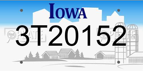 3T20152 Iowa License Plate
