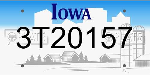 3T20157 Iowa License Plate