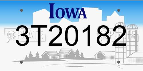 3T20182 Iowa License Plate