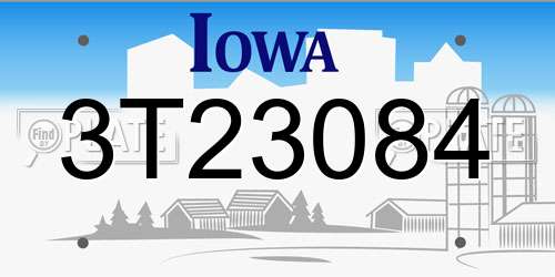 3T23084 Iowa License Plate