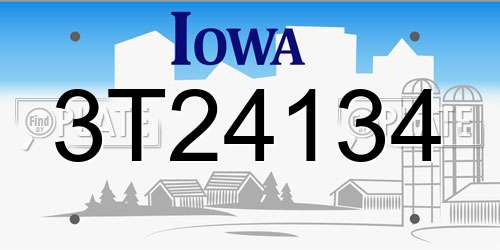 3T24134 Iowa License Plate