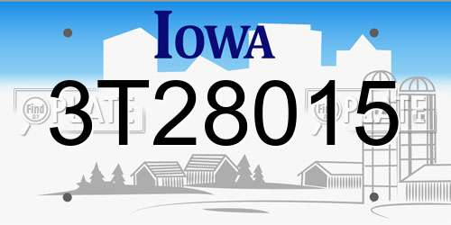 3T28015 Iowa License Plate