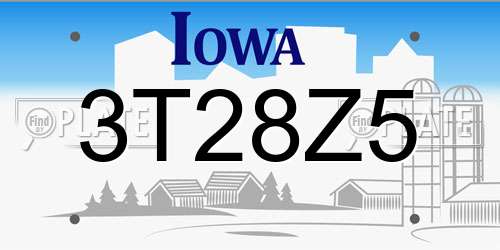 3T28Z5 Iowa License Plate