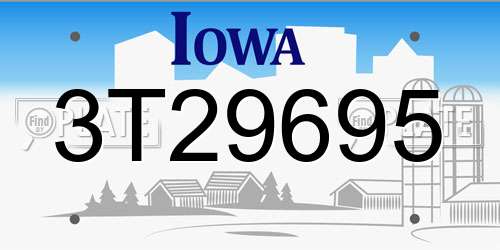 3T29695 Iowa License Plate