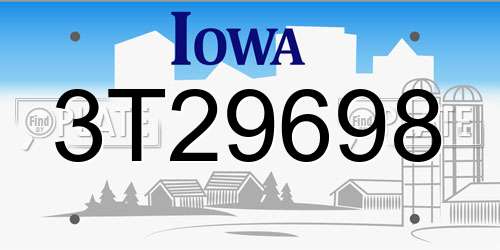 3T29698 Iowa License Plate