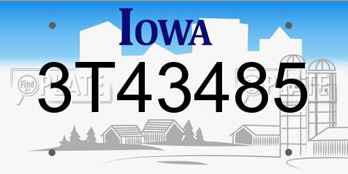 3T43485 Iowa License Plate