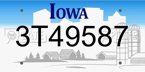 3T49587 Iowa License Plate