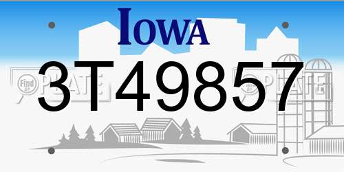 3T49857 Iowa License Plate