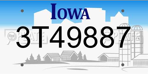3T49887 Iowa License Plate