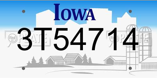 3T54714 Iowa License Plate