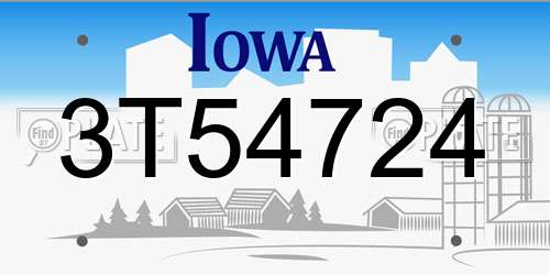 3T54724 Iowa License Plate