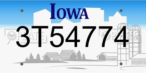 3T54774 Iowa License Plate