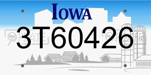 3T60426 Iowa License Plate