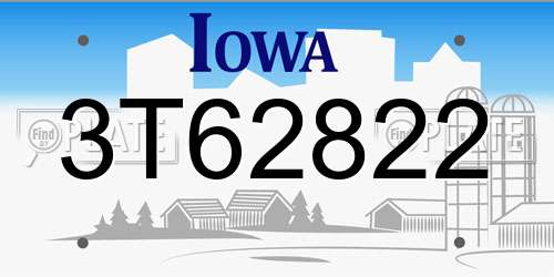 3T62822 Iowa License Plate