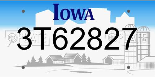 3T62827 Iowa License Plate