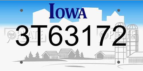 3T63172 Iowa License Plate