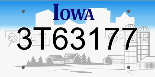 3T63177 Iowa License Plate