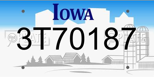 3T70187 Iowa License Plate