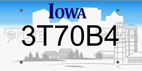 3T70B4 Iowa License Plate