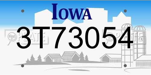 3T73054 Iowa License Plate