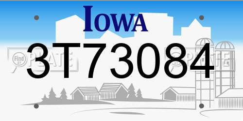 3T73084 Iowa License Plate