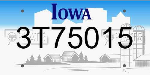 3T75015 Iowa License Plate