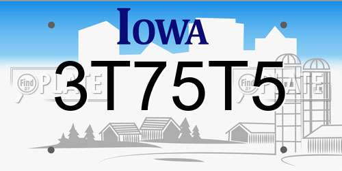3T75T5 Iowa License Plate