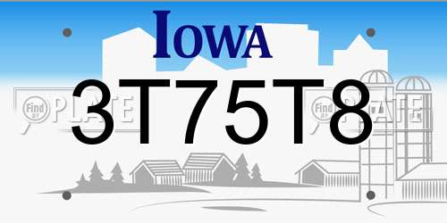 3T75T8 Iowa License Plate