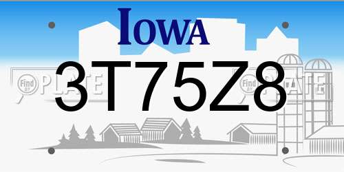 3T75Z8 Iowa License Plate