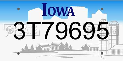 3T79695 Iowa License Plate