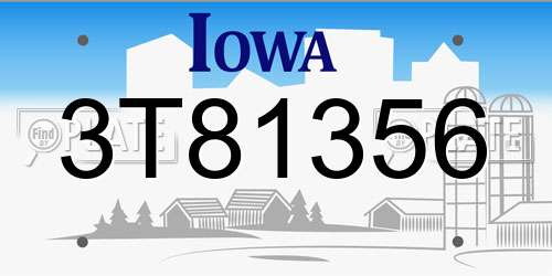 3T81356 Iowa License Plate