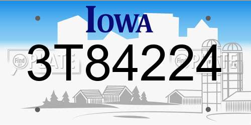 3T84224 Iowa License Plate