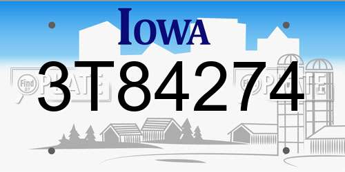 3T84274 Iowa License Plate