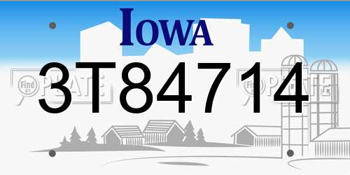 3T84714 Iowa License Plate