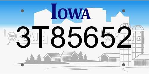 3T85652 Iowa License Plate