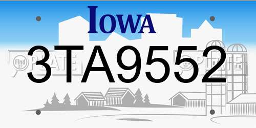3TA9552 Iowa License Plate