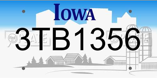 3TB1356 Iowa License Plate