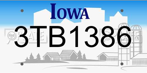 3TB1386 Iowa License Plate