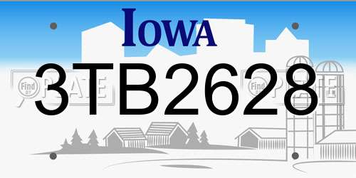 3TB2628 Iowa License Plate
