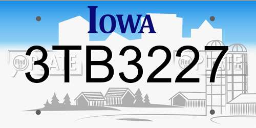3TB3227 Iowa License Plate