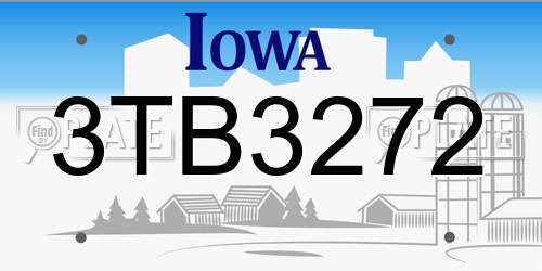 3TB3272 Iowa License Plate
