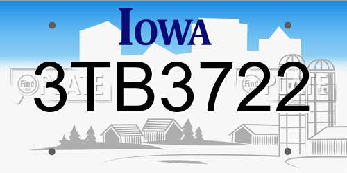 3TB3722 Iowa License Plate