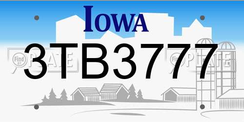 3TB3777 Iowa License Plate