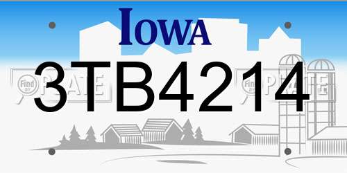 3TB4214 Iowa License Plate