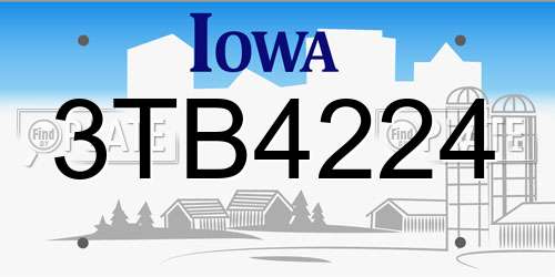 3TB4224 Iowa License Plate