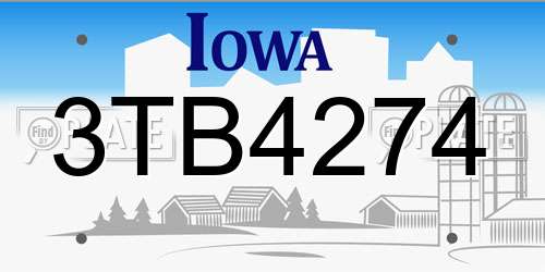 3TB4274 Iowa License Plate