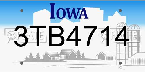 3TB4714 Iowa License Plate